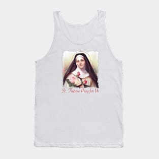 St Therese of Lisieux Little Flower Rose Catholic Saint Tank Top